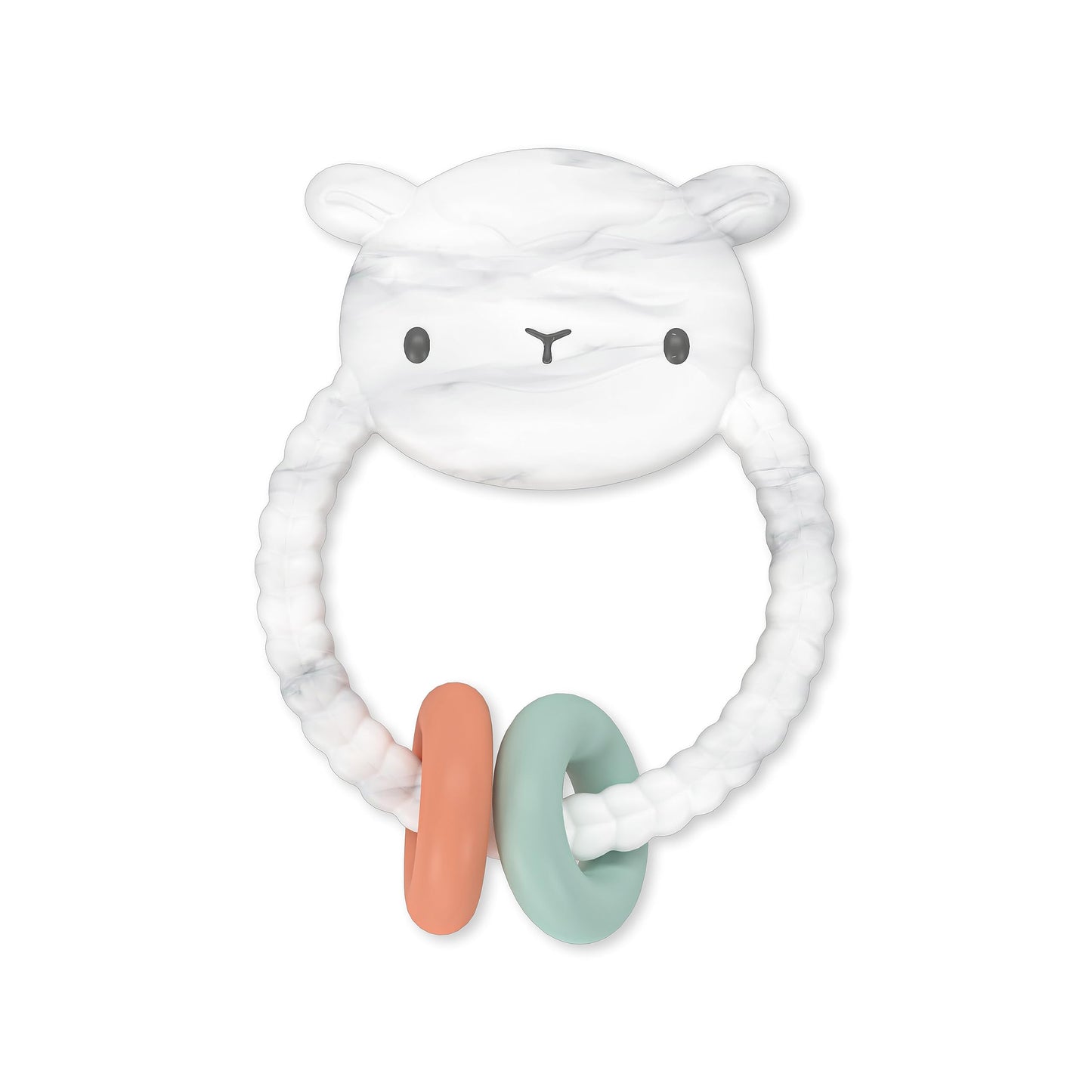 Ingenuity Soothing Sheppy Baby Teether Toy with Activity Rings, BPA-Free Silicone, Ages 3 Months+, Unisex