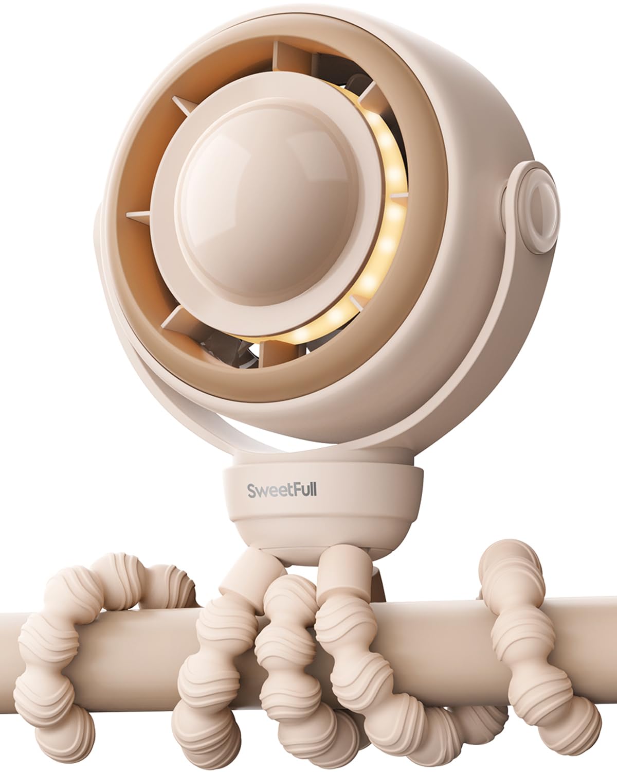 Sweetfull Baby Stroller Fan - 4000Mah Rechargeable 4-Speed Quiet With Led Display & Night Light, Mini Portable 360 Clip On Safe