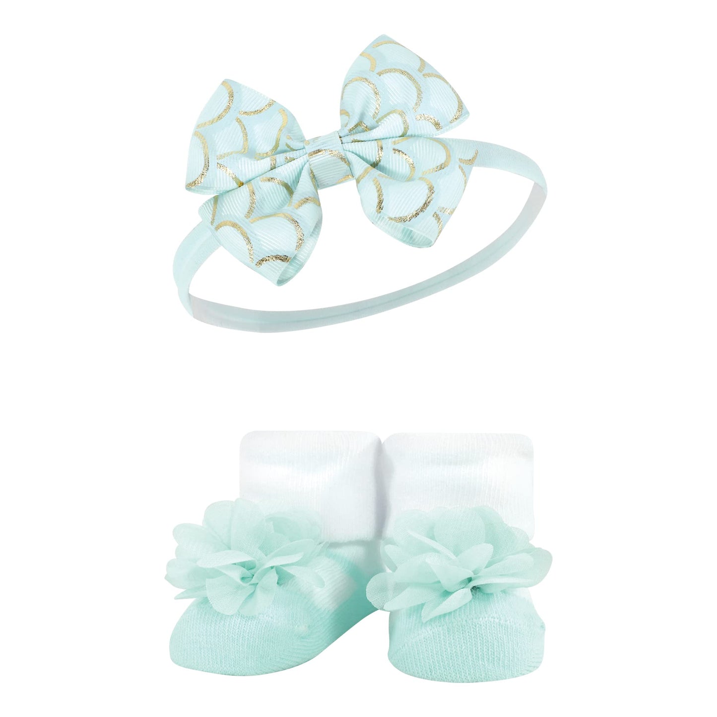 Hudson Baby Baby Girls' Headband And Socks Giftset, Mermaid, One Size