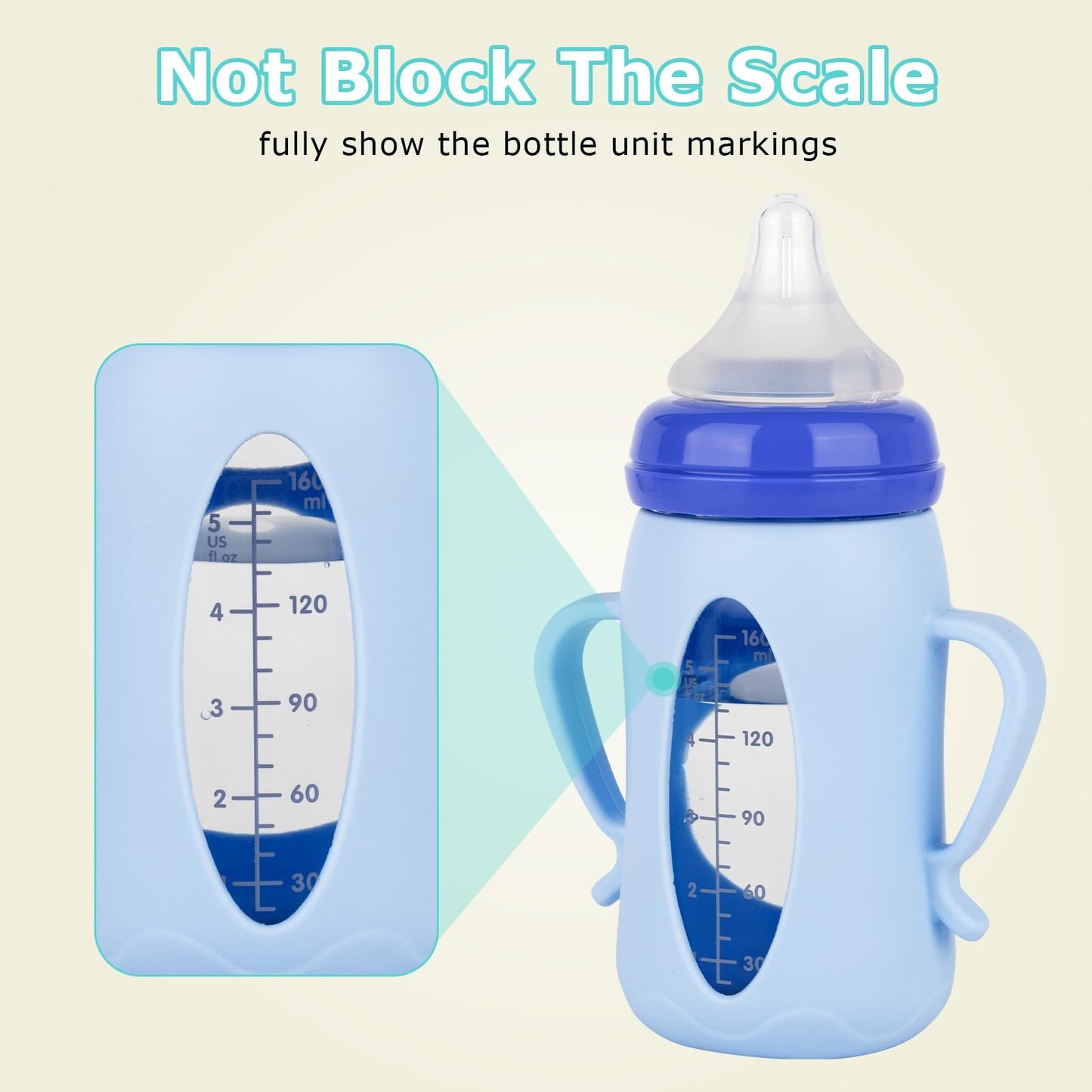 Silicone Sleeves for Lansinoh Glass Baby Bottles 5oz,Anti Breakage Baby Bottle Holder with Handles 3 Pack