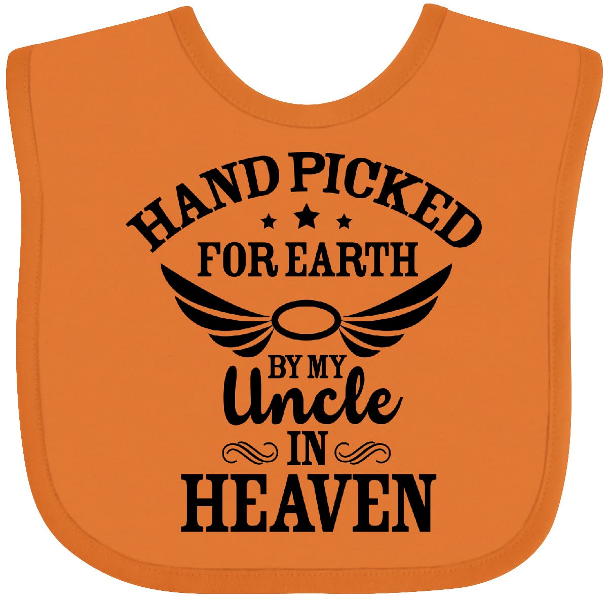 Inktastic Handpicked For Earth By My Uncle In Heaven With Angel Wings Baby Bib Orange 372Bd