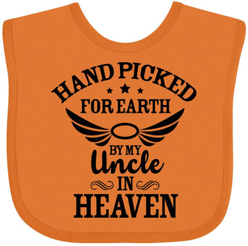 Inktastic Handpicked For Earth By My Uncle In Heaven With Angel Wings Baby Bib Orange 372Bd