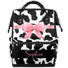 Personalized Diaper-Backpack for New-Mom-Dad Baby-Nappy-Bag Stroller Rucksack Baby Backpack 11x7x15.7 inches Cow Print Diaper-Ba