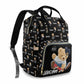 Custom Bear Diaper Bag Backpack for Baby Boy, Personalized Name Cute Cartoon Large Nappy Nursing Orangizer Mommy Bags, Waterproo