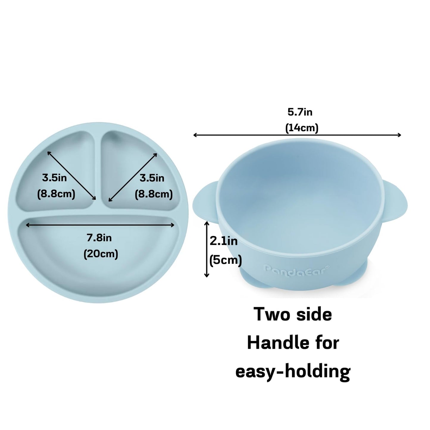 Pandaear Silicone Baby Feeding Set | 11Pcs Baby Led Weaning Supplies Self Feeding Utensils | Divided Suction Plate Bowl Bibs Sip