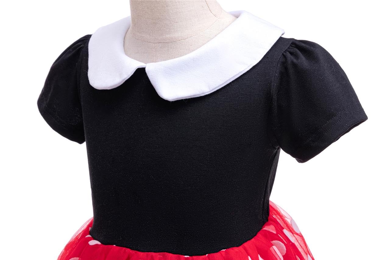 Dressy Daisy Little Girls Polka Dots Fancy Dress Up Halloween Costume Birthday Party Outfit With Mouse Ears Headband Size 5-6, R