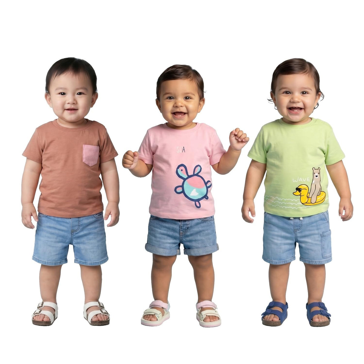 Nautinati Boys Pack Of 3 Cotton Graphic Print TShirt