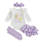 mlpeerw Baby Girl Easter Outfit My First Easter Romper Bunny Ruffle Skirt Dress Headband Set Newborn Cute Spring Clothes (My 1st