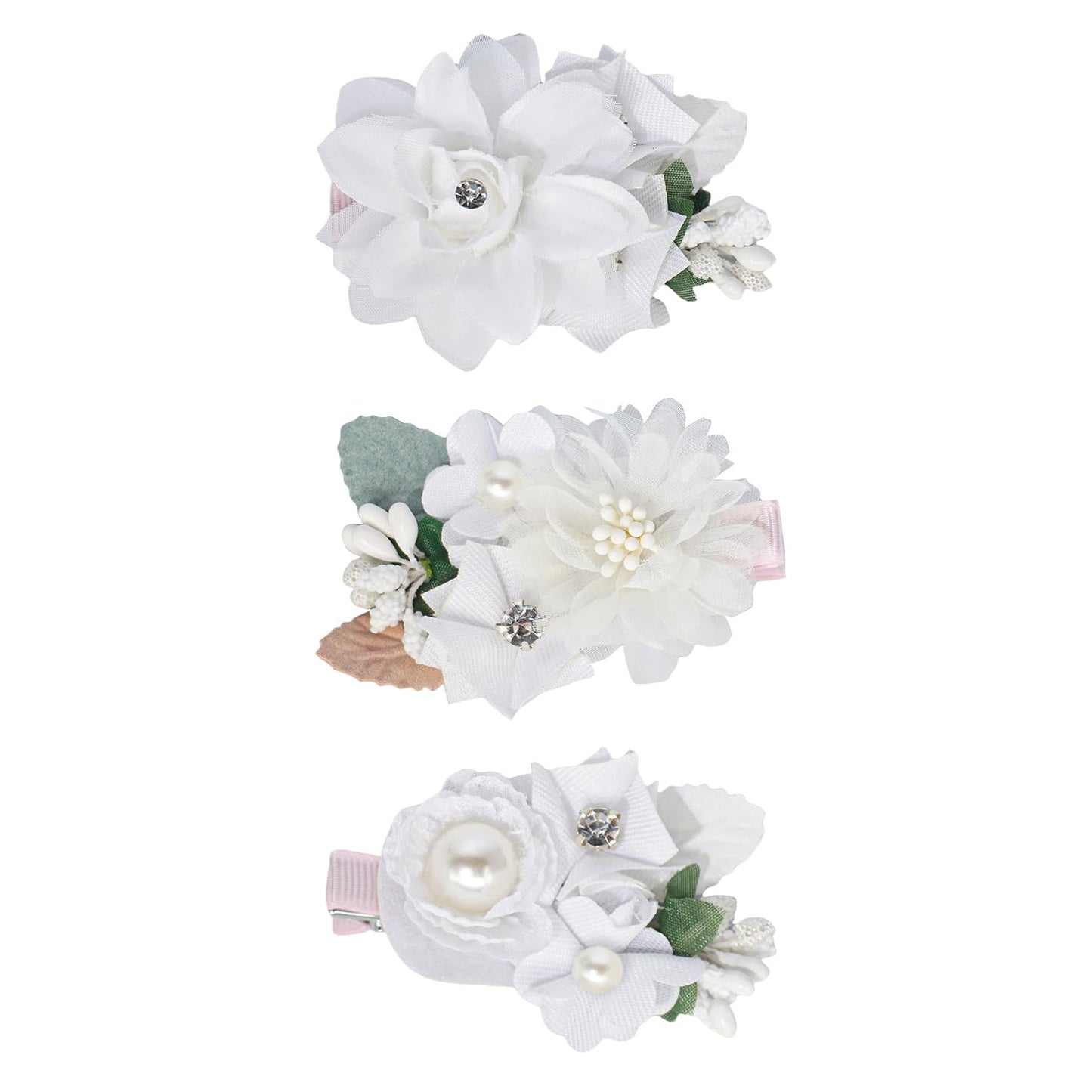 WNYUJOY 3pcs Girls Flower Hair Clips, Floral Hair Barrettes w/Boutique Fully Lined Alligator, Hair Bows for Baby Newborn Toddler