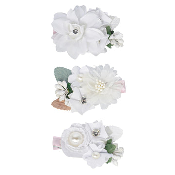 WNYUJOY 3pcs Girls Flower Hair Clips, Floral Hair Barrettes w/Boutique Fully Lined Alligator, Hair Bows for Baby Newborn Toddler