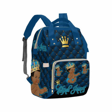 Artsadd Custom Name Diaper Bag Mommy Nappy Bags, Personalized Dark Blue Crown Handbags Large Capacity Multi-Function Nursing Bag