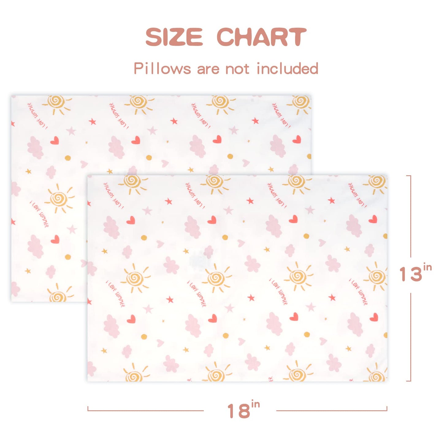 Zenssia Organic Cotton Toddler Pillowcases Pack Of 2, 13X18 Inches Travel Pillowcase With Envelope Closure, Soft & Breathable Ba