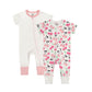 Teach Leanbh Baby Boys Girls 2 Pack Footless Pajamas Cotton Short Sleeve Printing Romper Sleep And Play 3-24 Months (Cherry, 6-1
