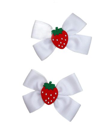Strawberry Snap Clips Baby Girls Fruit Hair Bow Clips Strawberry Hair Ring Tie BBW24 (Set-I)