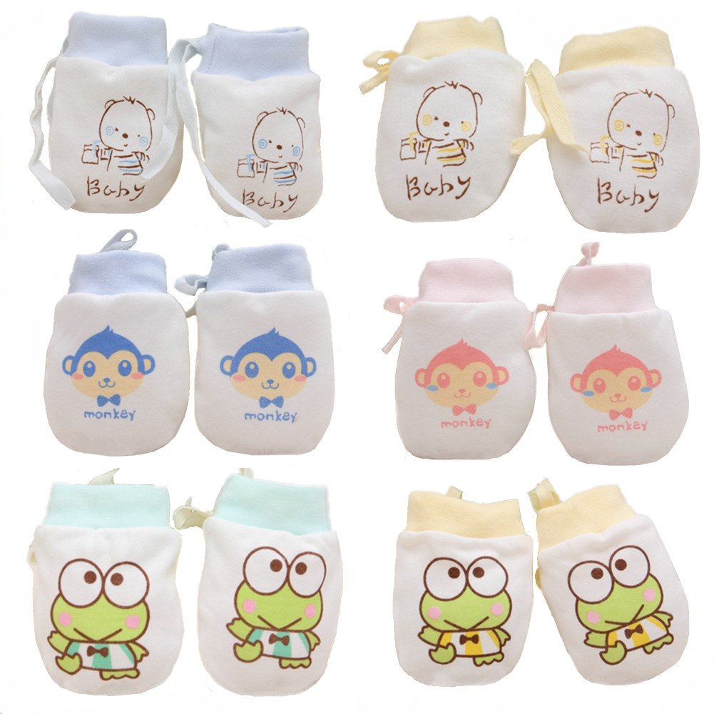 Adeimoo Cute Boys Girls Cotton No Scratch Gloves Drawstring Adjustable Mittens For Baby Infants