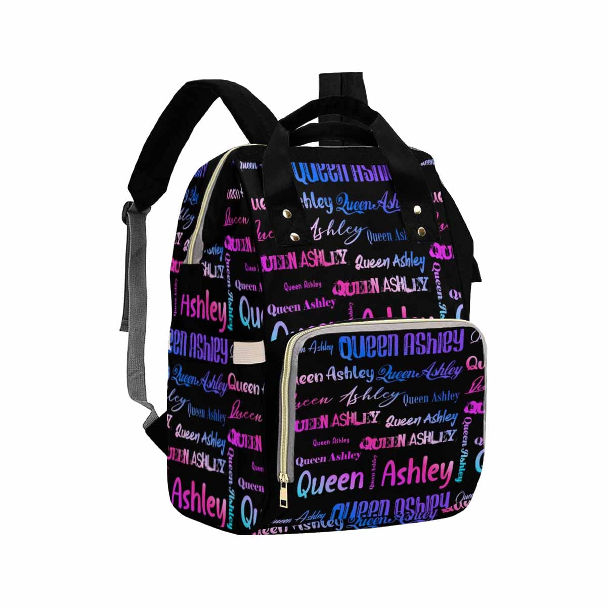Artsadd Personalized Name Nappy Bag Large Capacity Baby Diaper Bags, Color Black Signature Daypack Custom Name Backpack Casual D