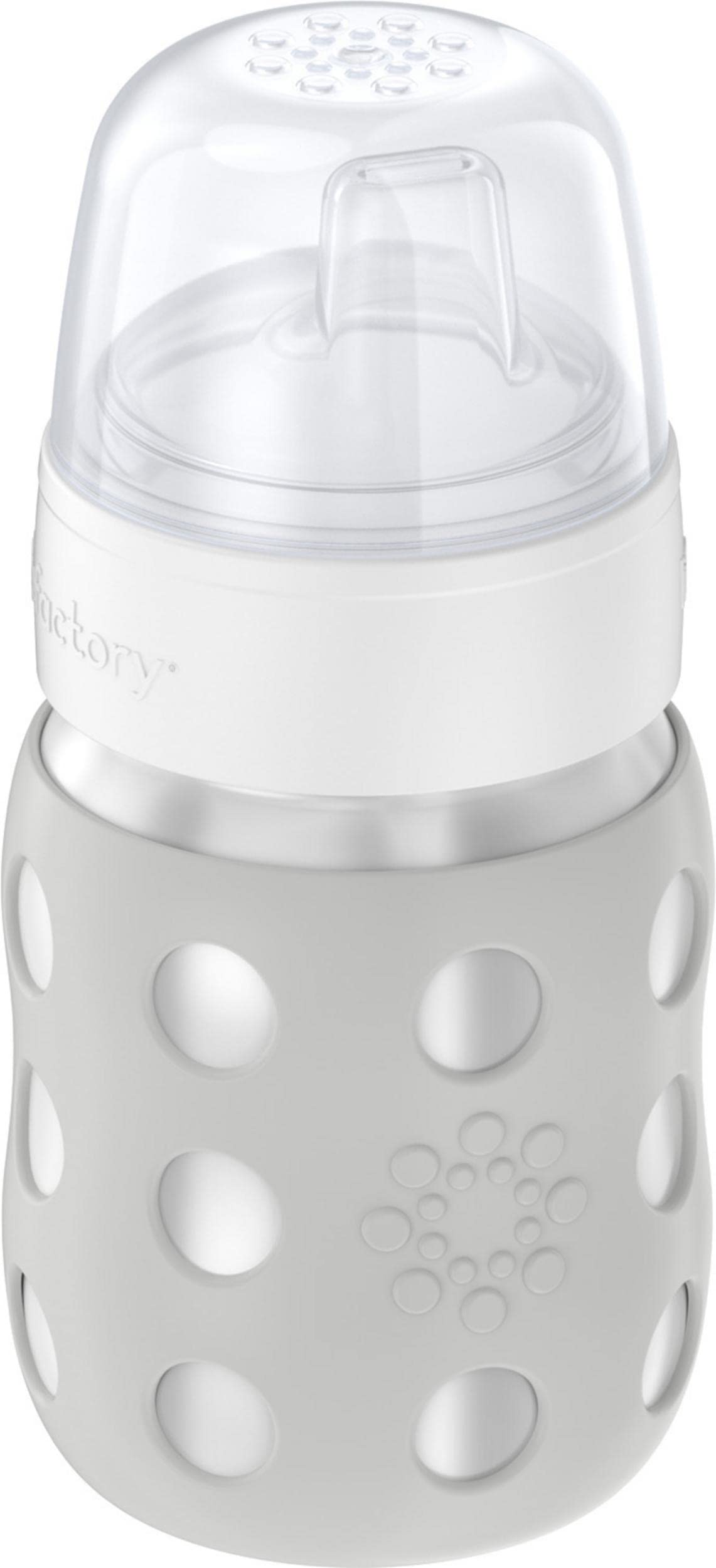 Lifefactory 8-Ounce Stainless-Steel Vacuum-Insulated Wide-Neck Baby Bottle With Sippy Nipple, Stone Gray, Ls2251Wcg4