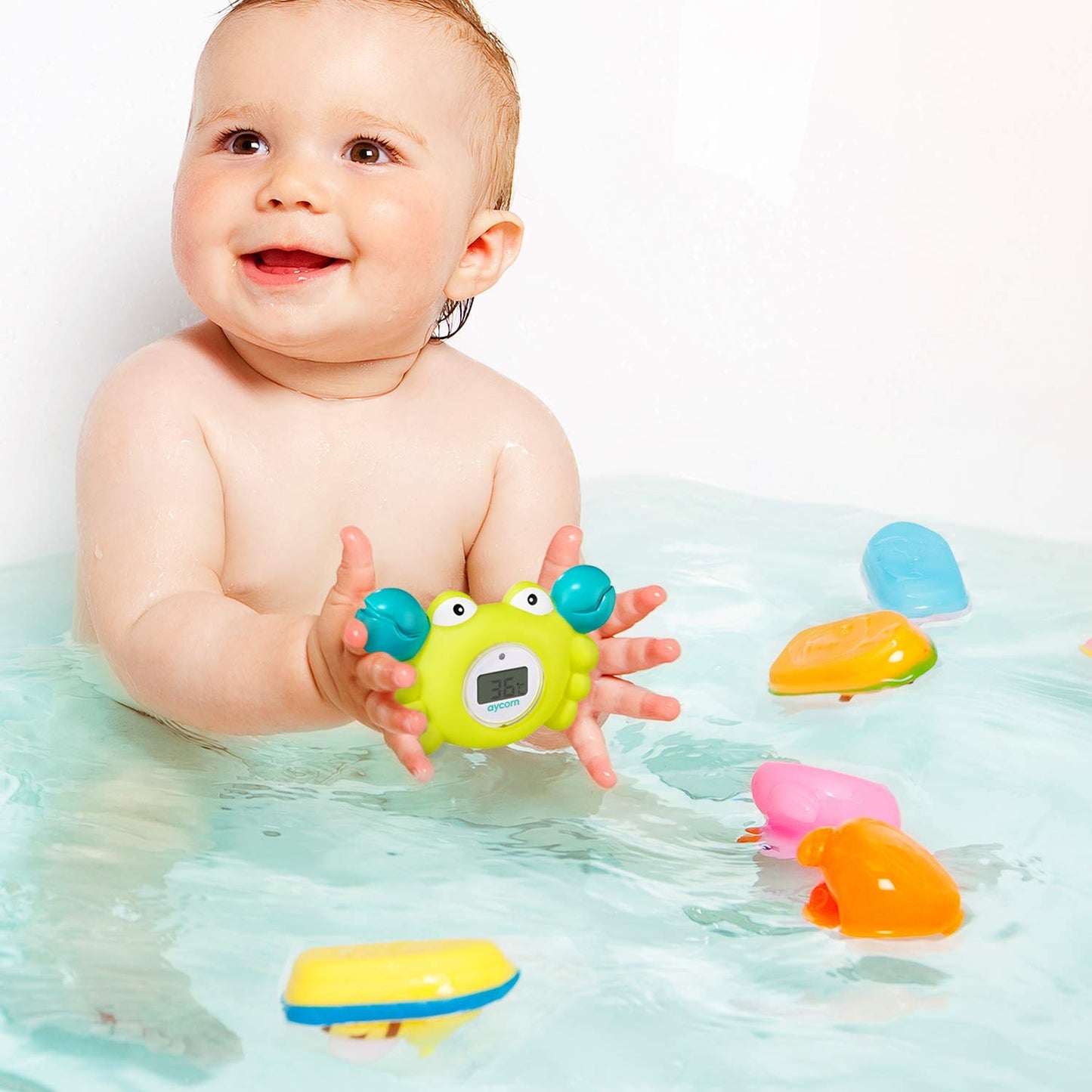 Aycorn Digital Baby Bath & Room Thermometer - Fahrenheit with LED Display & Temperature Warning - Infant Baby Bath Toys Floating