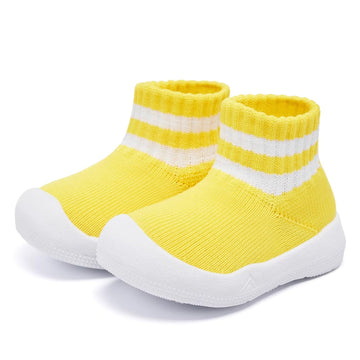 Baby Shoes Girls Boys Baby Sock Shoes With Grip Infant First Walker Shoes Toddler Slipper Non Slip Size 4.5 Yellow