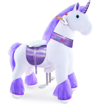 PonyCycle Ride on Unicorn Toy (with Brake/ 36 Height/Size 4 for Age 4-8) Toddler Purple Horse Ride on Toys for Kids Ride on Hors