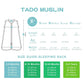 TADO MUSLIN Baby Sleep Sack 2-4 T Baby Wearable Blanket 100% Organic Cotton 0.5 TOG Toddler Sleep Sacks 2- Way Zipper Soft Car 4