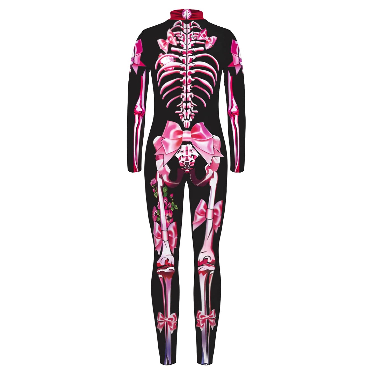 Remimi Girls Skeleton Skin Costume Zipper Halloween Bone Skull Jumpsuit Onesies Pink 9-10 Years