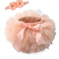Baby Girls Tutu Bloomers Diaper Cover Cotton Tulle Bloomers And Headband Set Peach 6-12 Months