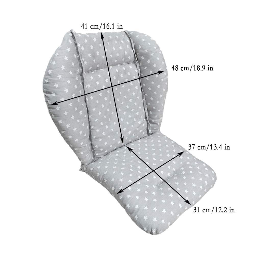 Twoworld Baby High Chair Seat Cushion Liner Mat Pad Cover Resistant And High Chair Straps (5 Point Harness) 1 Suit (Fashion Gray