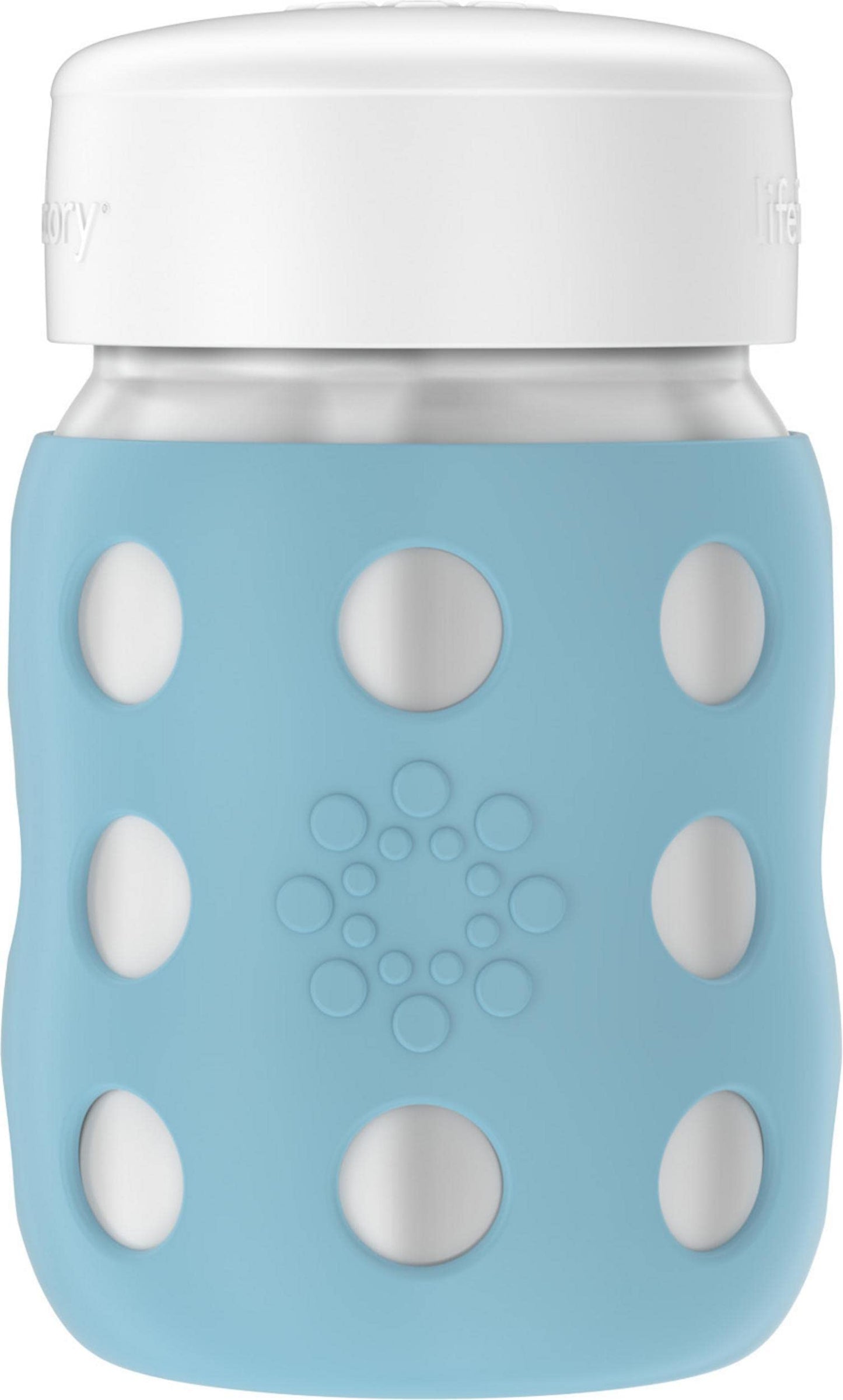 Lifefactory 8-Ounce Stainless-Steel Vacuum-Insulated Wide-Neck Baby Bottle With Flat Cap, Denim (Ls2231Wde4)