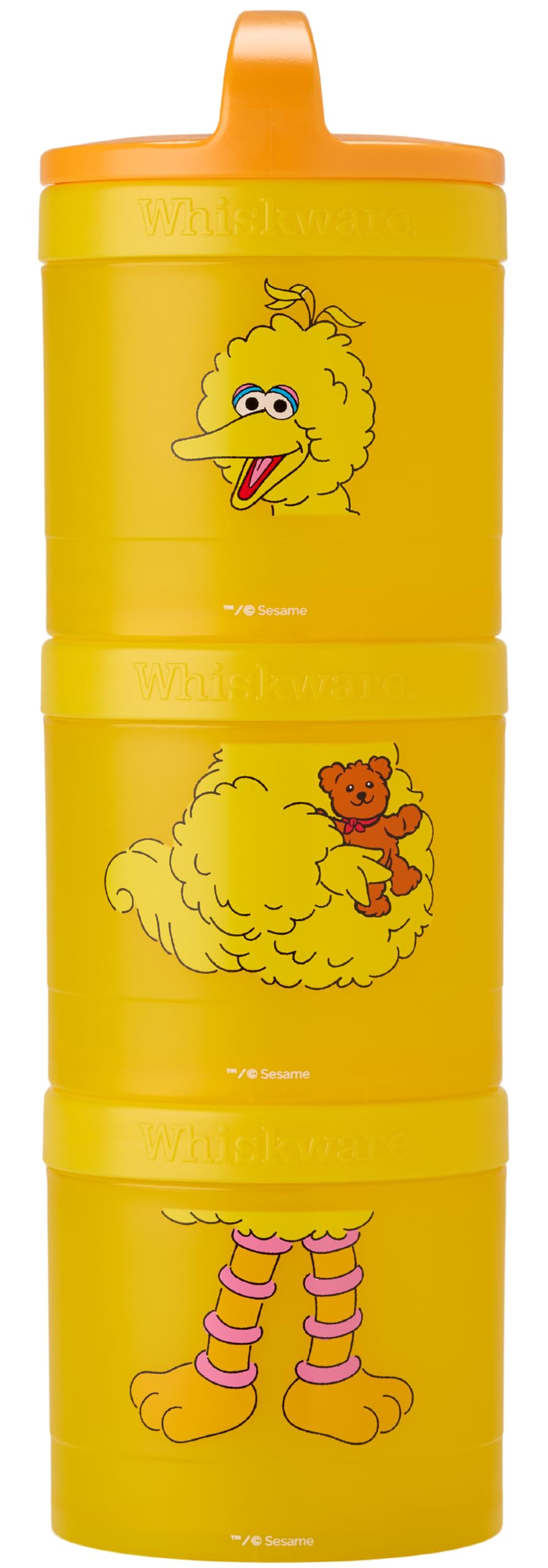 Whiskware Sesame Street Stackable Snack Containers For Babies, Kids, And Toddlers, 3 Stackable Snack Cups For School Or Travel, 