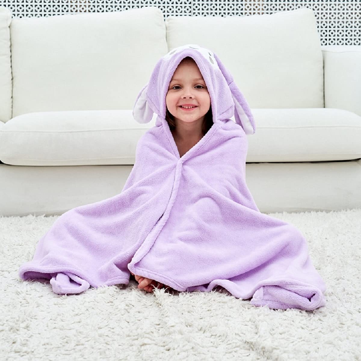 Vauwmsr Kids Hooded Beach Bath Towel Blanket Soft Warm Absorbent Swimming Poncho Shower Towel For Boys Girls, 55' X 28'