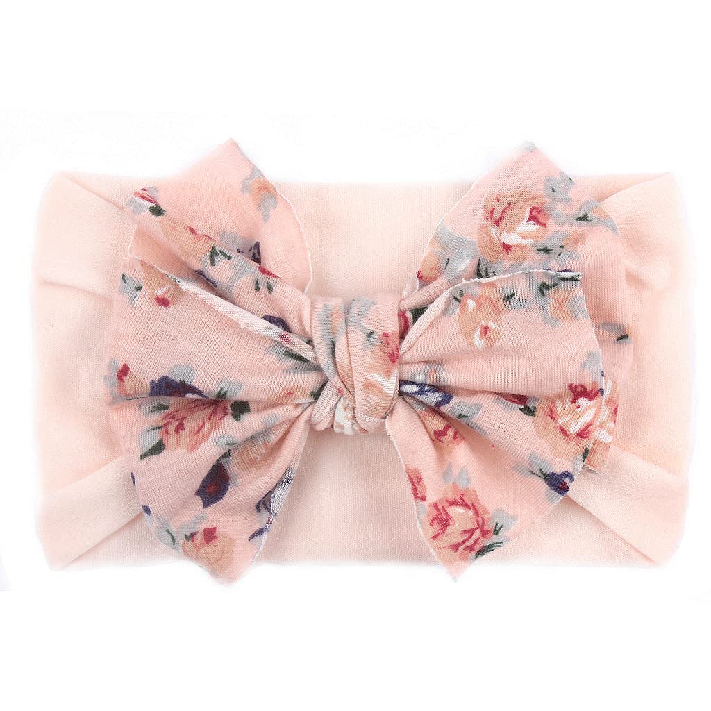 Nishine 6 Pack Cute Toddler Baby Girls Elastic Soft Nylon Headwraps Infant Knot Bow Headband Turban (Pink Set-6Pcs)