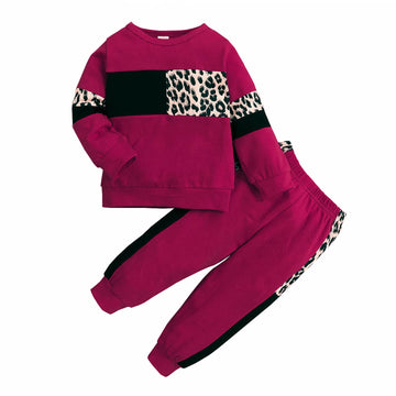 Tikoubabe Toddler Girl Clothes Baby Sweatshirt Leopard Fall Winter Outfits Long Sleeve Tops Pants Set 2 Pcswine Red 3-4 Years 11