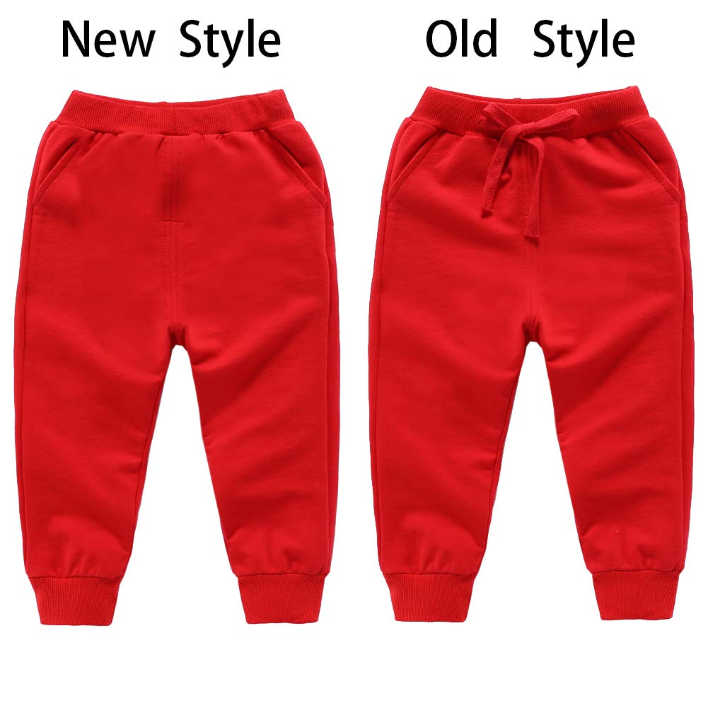 Haxico Unisex Kids Solid Cotton Drawstring Waist Winter Pants Toddler Baby Bottoms Active Sweatpants Red, 100(3T)
