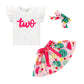 Viworld Baby Girl 2Nd Birthday Outfits Toddler Girl Two Ruffle Top Shirt+Watermelon Skirts Set Cake Smash Clothes(White6,2T