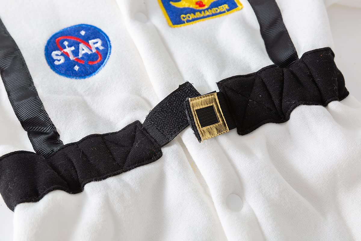 Lxkikmm Baby Toddler Boy Astronaut Costume Space Suit Cosplay Party Jumpsuit Halloween Rompers,White 18-24 Months