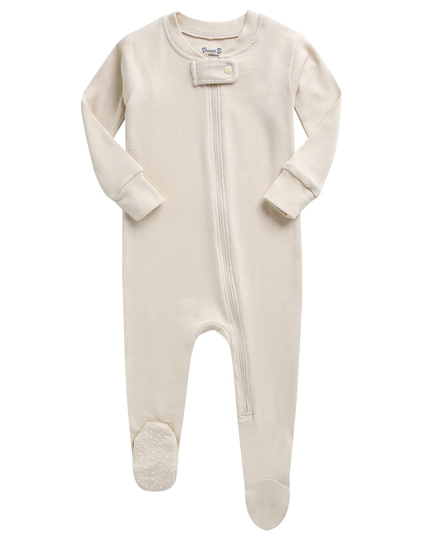 Vaenait Baby Toddler Boys Girls Solid Footie Pajama Cozy Modal Ivory 2T