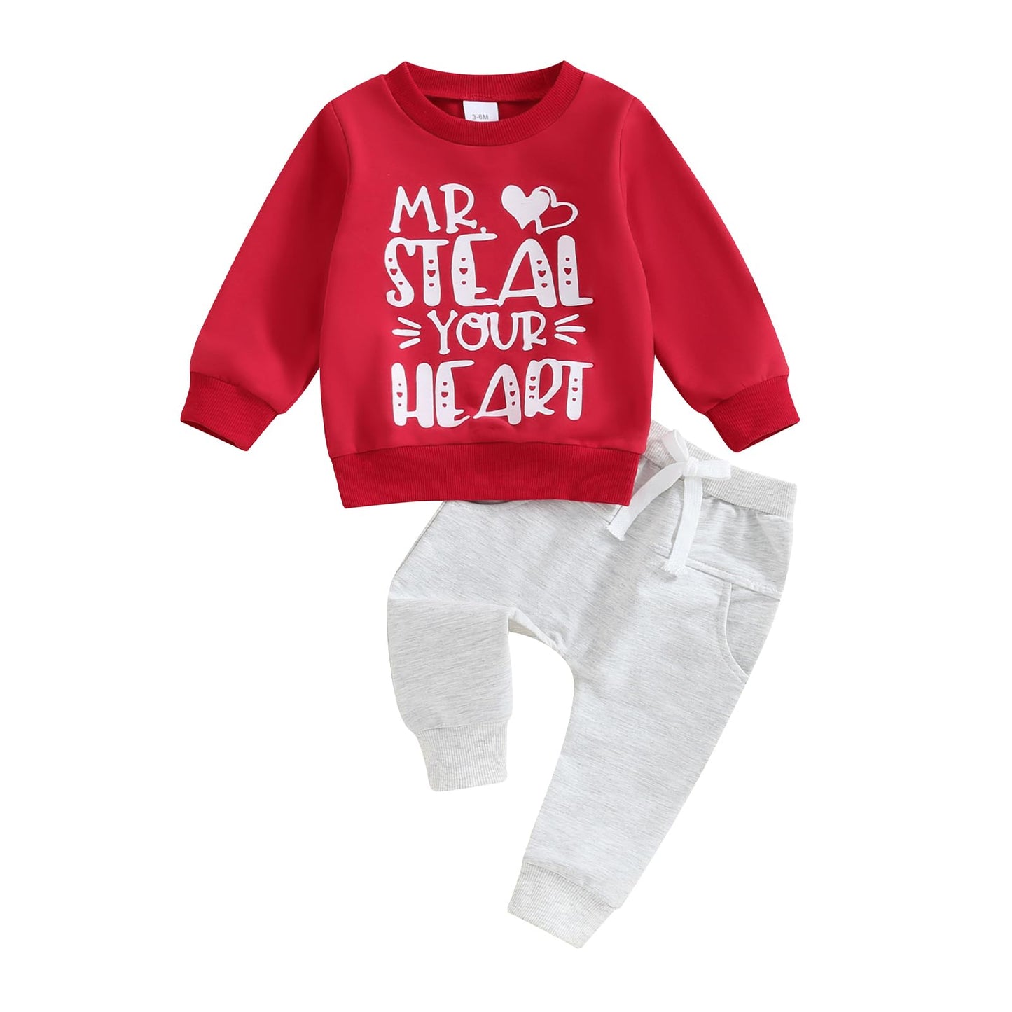 Fiomva Baby Boy Valentines Day Outfit Toddler Fall Sweatshirt Pants 2 Piece Set Infant Winter Jumper Top Clothes (P Valentines D