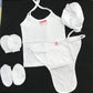 Teri Beri New Born Baby Jhabla/Cap/Nappy/Hand Socks/Booties Set (06 Months) (Set Of 5 Pcs) (Plain White)