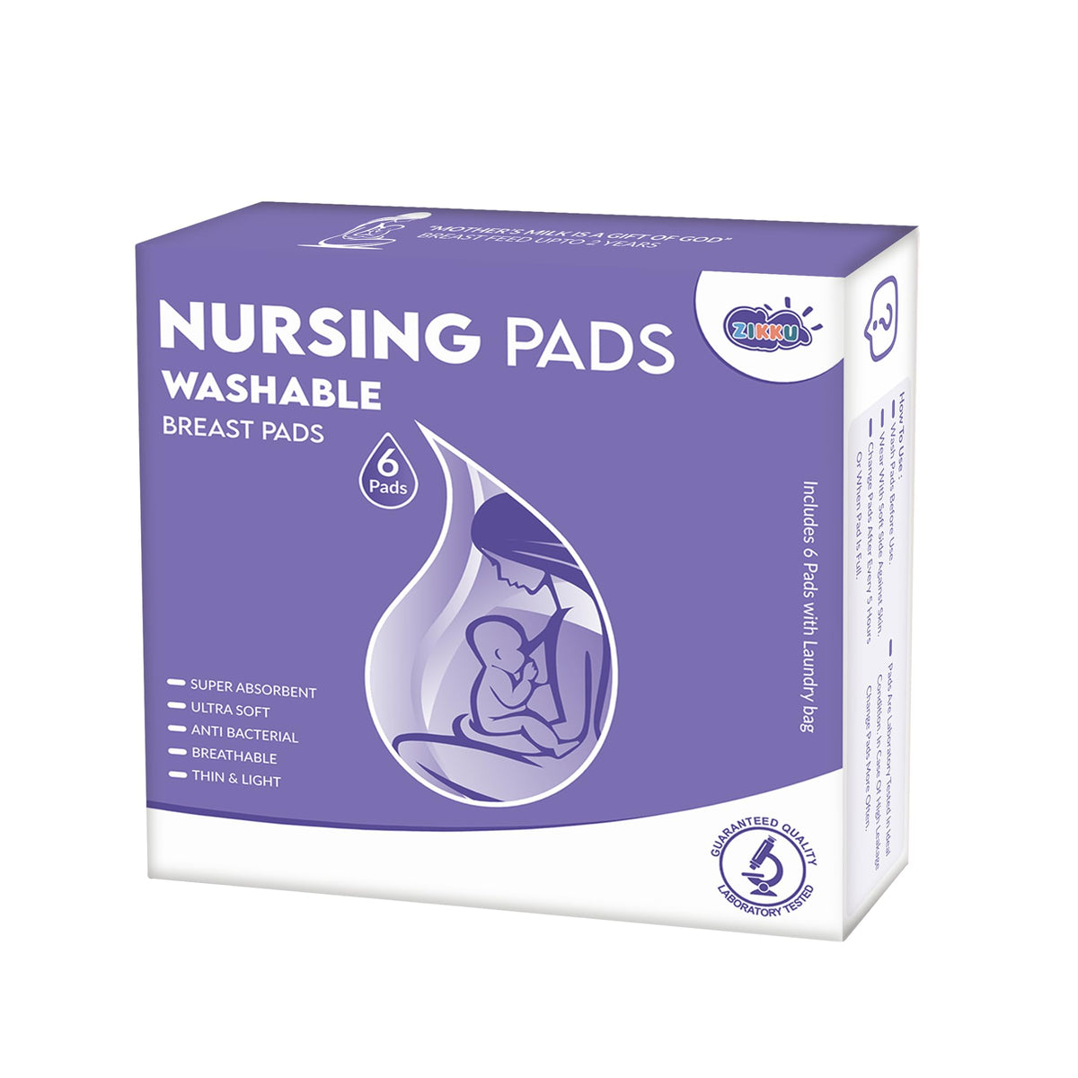 Ahc Zikku UltraSoft Reusable Nursing Breast Pad For Feeding Mothers 6 Pads, New Mom Gifts, Light Weight Washable Nursing Pads F