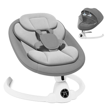 Electric Baby Swings for Infants to Toddler Baby Swing with Remote Control & Bluetooth Music 10-Preset Melodies (Grey)