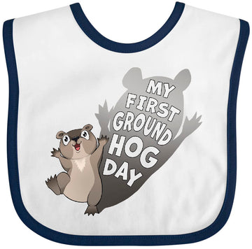 Inktastic My First Groundhog Day- Cute Baby Baby Bib White And Navy 41A51