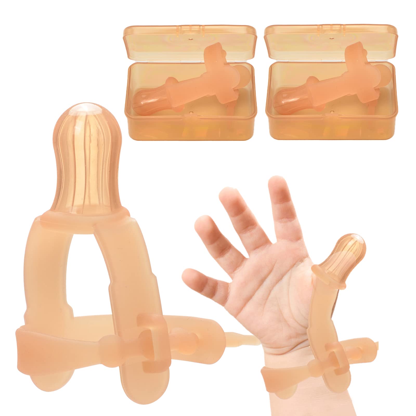Elfzone Thumb Sucking Stop - 2 Packs - Adjustable Thumb Guard For Thumb Sucking Silicone Thumb Sucking Treatment Kit For 3-36 Mo