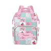 Noverbibi Custom Floral Pink Baby Diaper Bag with Name - Personalized Nursing Travel Tote Backpack for Mom or Dad, Custom Name B