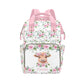 Personalized Maternity Package for Women, Custom Highland Cow Floral Diaper Backpack Customized Mommy Baby Bag Casual Backpack f