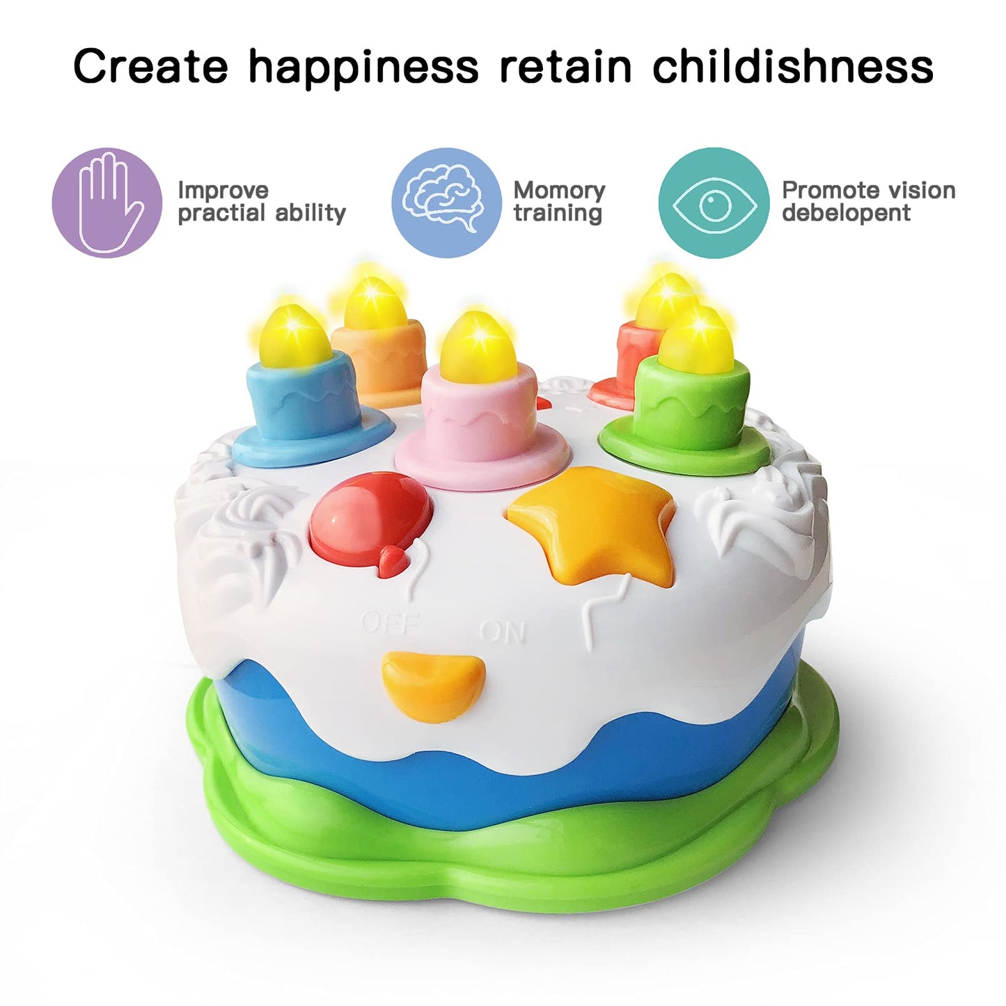 OKREVIEW First Birthday Cake Toy - Todderl Birthday Cake Toy with Candles and Songs for 18 Months+ Boys Girls Musical Birthday G