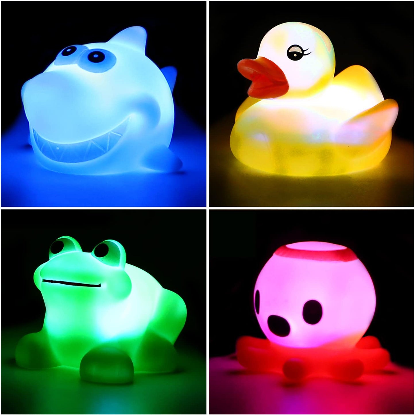 Yeonha Toys Bath Toy, Can Flashing Colourful Light(Big Style 4 Pack), Floating Bath Toy, Light Up Bathtub Water Tub Toy for Pool