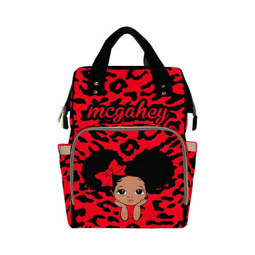 Artsadd Custom Diaper Backpack For Girls, Red Bow Knot Nappy Backpack Daypack Personalized Name Mommy Nappy Baby Bags With Insul
