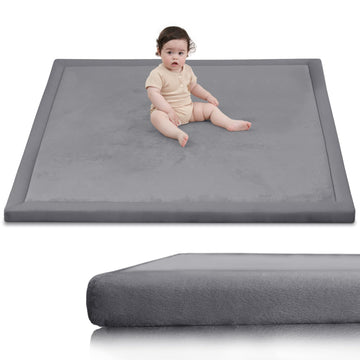 Huloo Sleep Ultra Soft Baby Play Mat for Floor,1.3 Thick Elasti-Foam 50x50 Playpen Mat for Toddlers Infant kids,Water-Repellent 