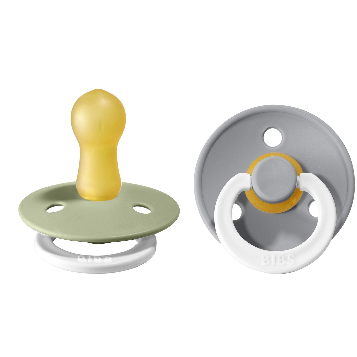 Bibs Pacifiers  Natural Rubber Baby Pacifier  Set Of 2 Bpa-Free Soothers  Made In Denmark  Sage Nightcloud Night  Size 6-18 Mont